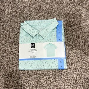 Mint Green Patterned Performance Polo